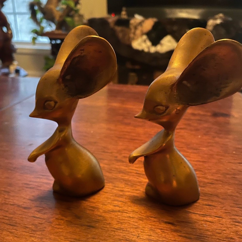 Mid Century Modern Brass Big Eared Mice